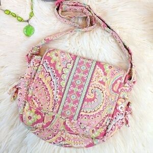 Vera Bradley Purse Womens Medium Pink Messenger Bag Coquette Cottage Grannycore